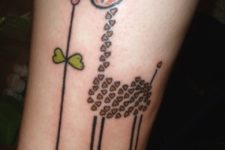 Original giraffe with flower tattoo
