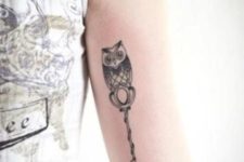 Owl with key tattoo idea