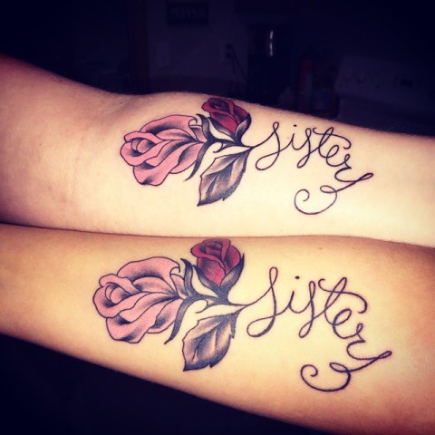 Sister tattoos with roses