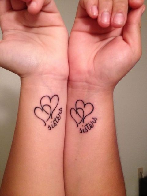 Two hearts sister tattoo ideas