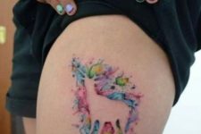 Watercolor deer tattoo