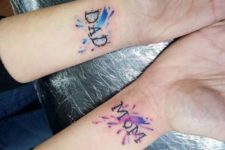Watercolor tattoos on the wrists