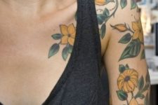 Yellow and green tattoo