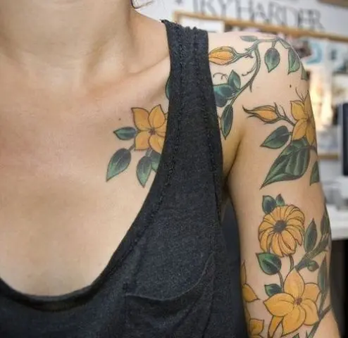 Yellow and green tattoo