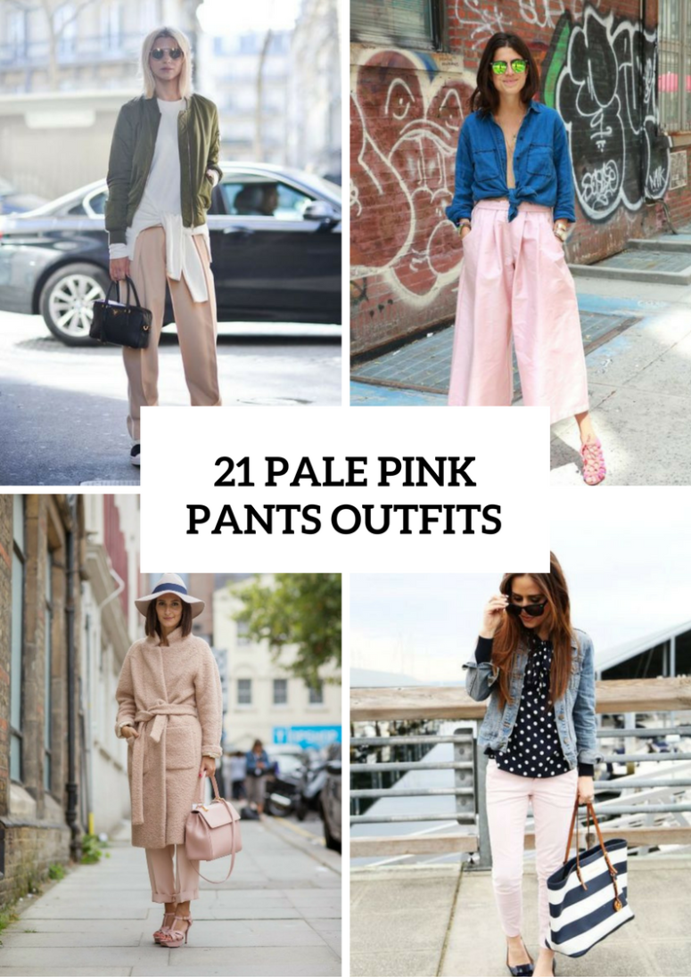Feminine Pale Pink Pants Outfits