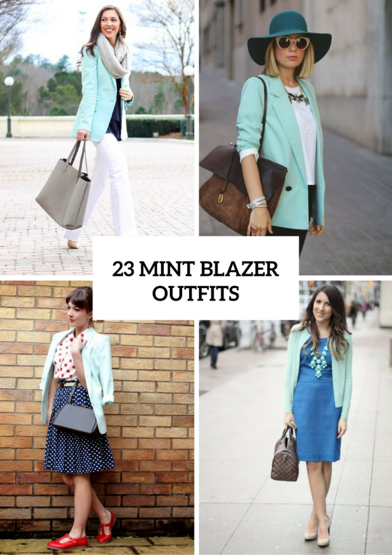 Adorable Outfits With Mint Blazers For Stylish Ladies