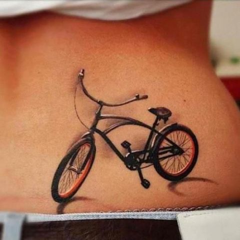 Bicycle tattoo on the back