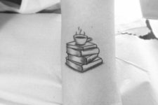 Book and cup of tea tattoo