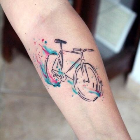 Colored bicycle tattoo