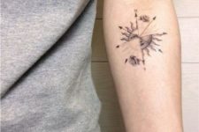 Compass tattoo idea with sun and roses
