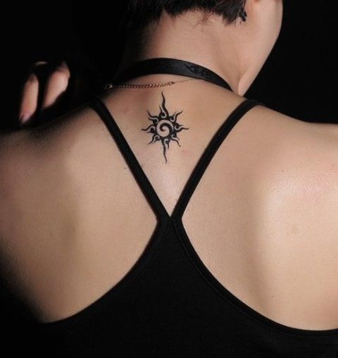 Cool sun tattoo design on the back
