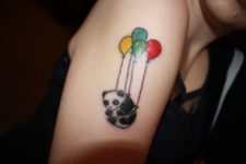 Panda with balloons tattoo
