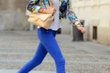 casual look with flora blazer