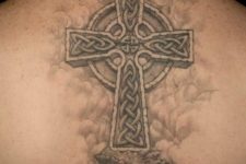 10 3D Celtic cross tattoo on the back