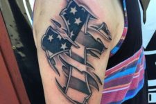 14 American flag in cross design on an arm
