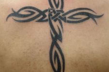 18 Celtic black ink back tattoo