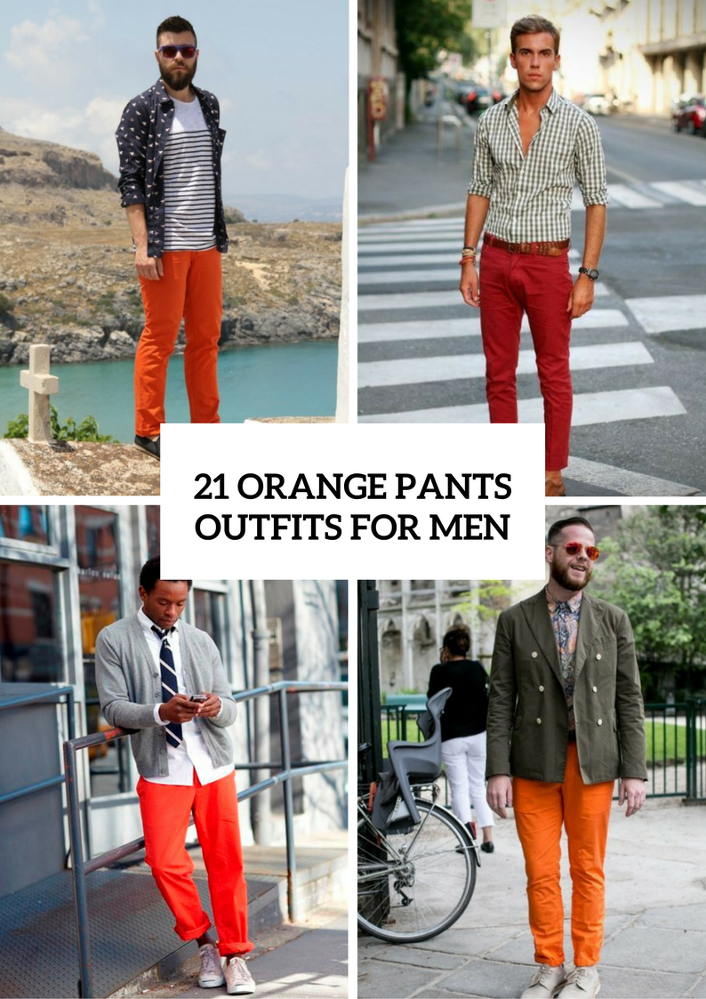 Men Outfits With Orange Pants