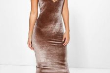 Bronze color dress with cut out boots