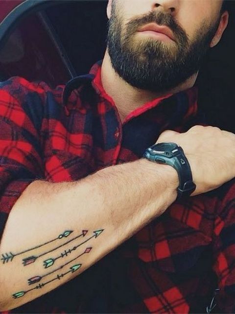 Five colored arrows on the arm