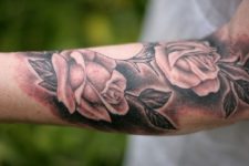 Pink floral tattoo idea