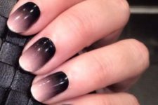 11 black into chocolate brown and white ombre nails