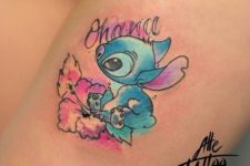 11 watercolor Lilo and Stitch little tattoo