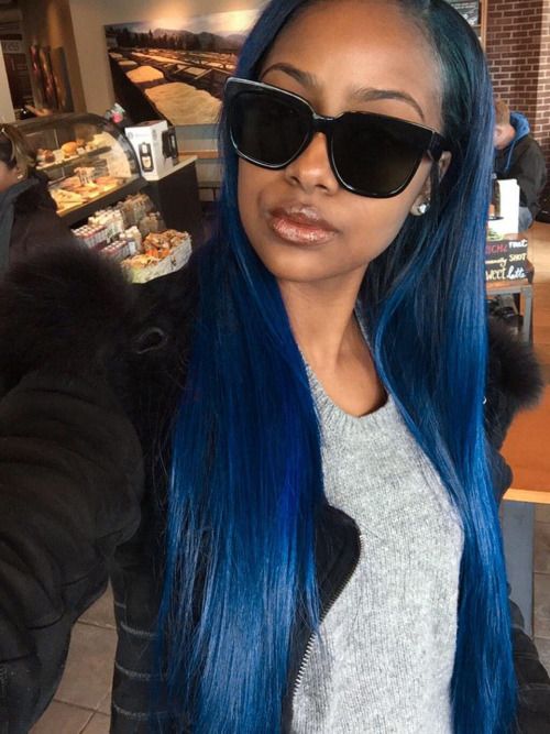 bold blue long straight hair
