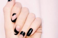 17 black and negative space asymmetrical nails