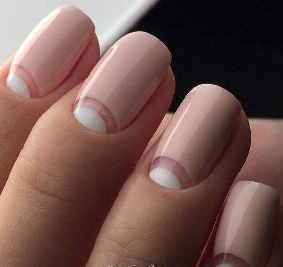 half moon French nails with a negative space