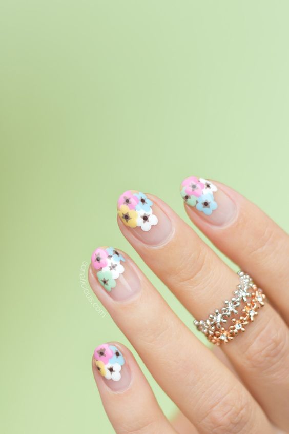 negative space floral nail art