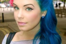 20 very bold blue hair with waves looks very mermaid-like