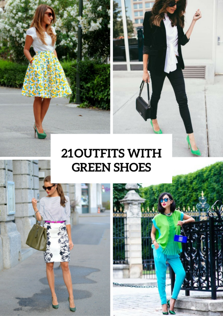 Women Outfits With Green Shoes 
