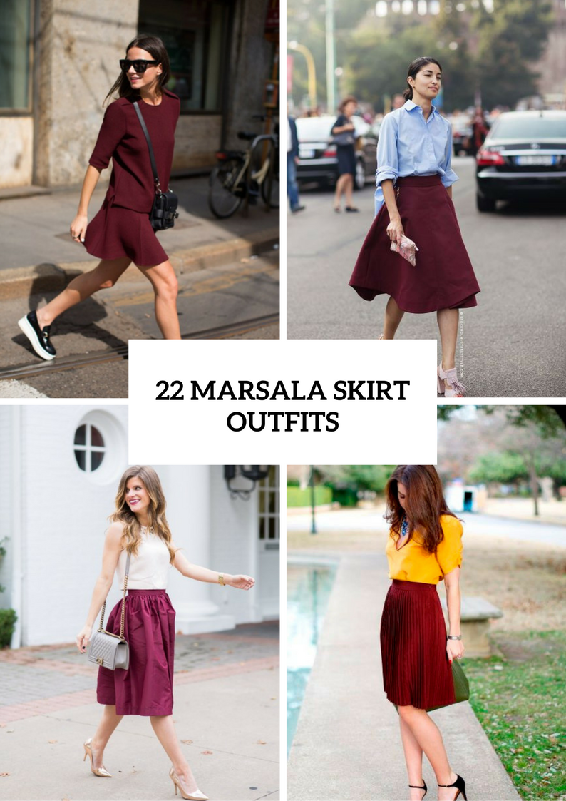 Marsala Skirt Outfits For Stylish Ladies