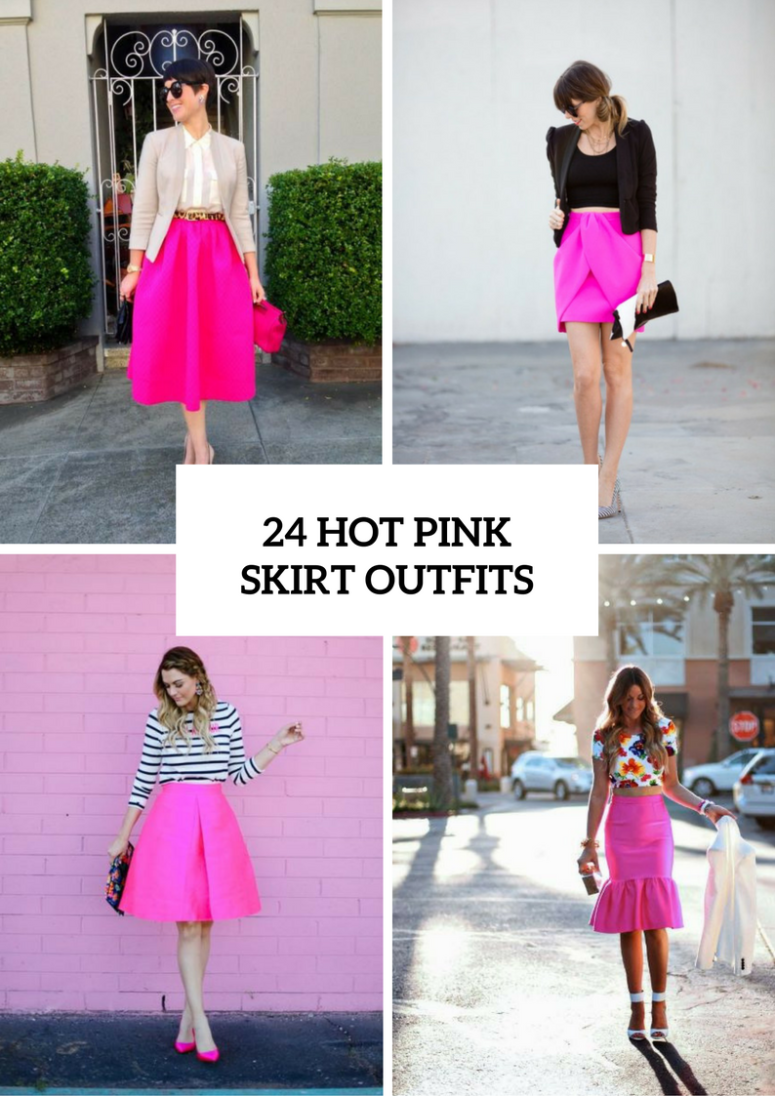 24 Flirty Outfits With Hot Pink Skirts