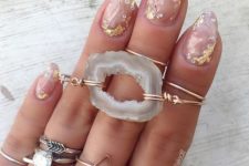geode manicure using only gold glitter