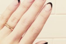 02 black French manicure on almond nails