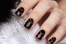 04 black chevron nails with negative spaces