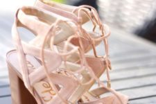 06 blush lace up sandals with comfy heels