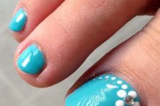 07 aqua-colored nails and some bead decor to sparkle
