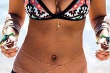 11 geo print black edging padded bikini