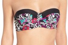 12 a floral swimsuit with a bandeau top