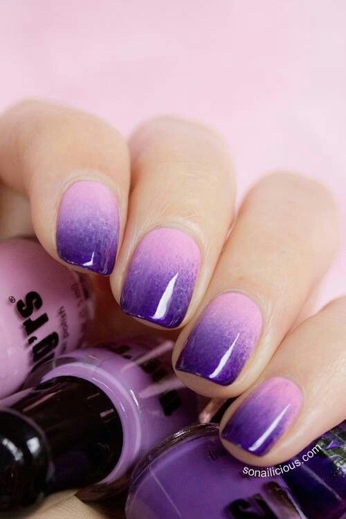 ombre pink to purple nails are a trendy idea