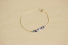 DIY delicate anklet with colored beads