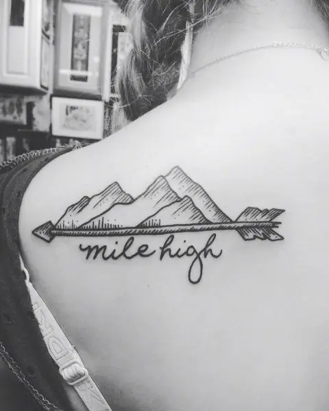 Mountain with arrow on the shoulder