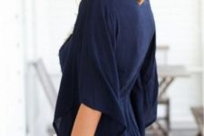 Navy blue romper with a lace