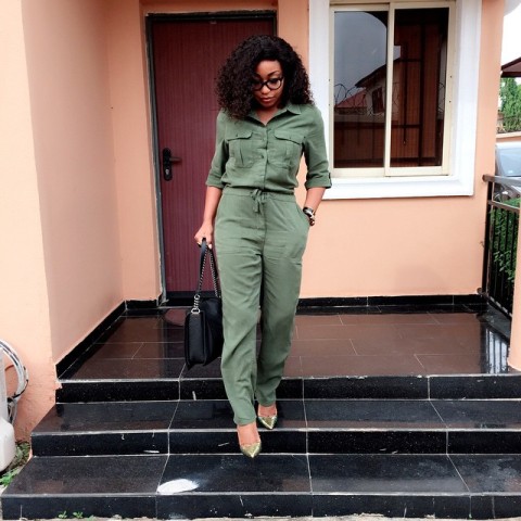 Olive Green Jumpsuit Outfit Online ...