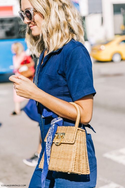 a small wicker handbag is a chic idea for those who don't like large totes