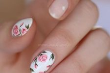 11 blush nails and pink rose accent nails for a feminine look