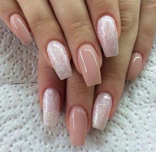 dusty pink and silver glitter nails for parties or just for summer
