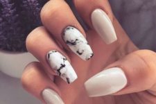 19 white and white marble nails for a clean minimalist look